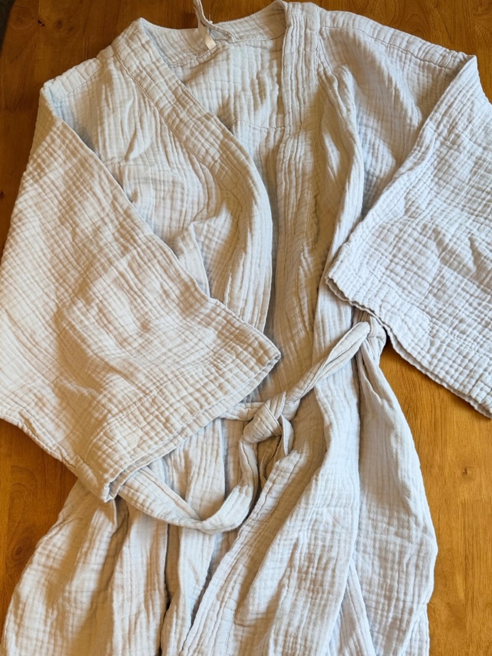 Soma Cotton Gauze Robe Light Gray Kimono Tie Waist XXL 558